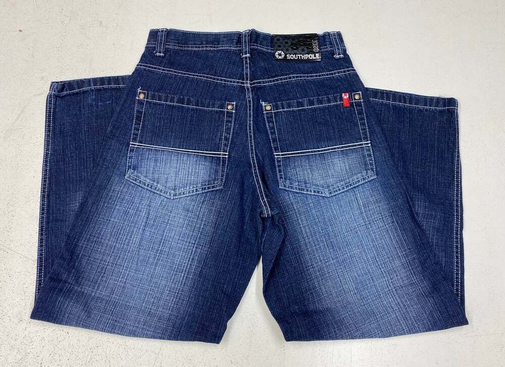 VTG Y2K Men South Pole baggy wide leg cotton dark and light wash denim jeans 29